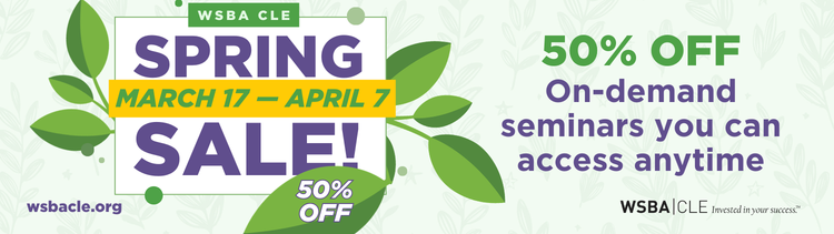 Spring Sale banner 50% off on-demand CLEs
