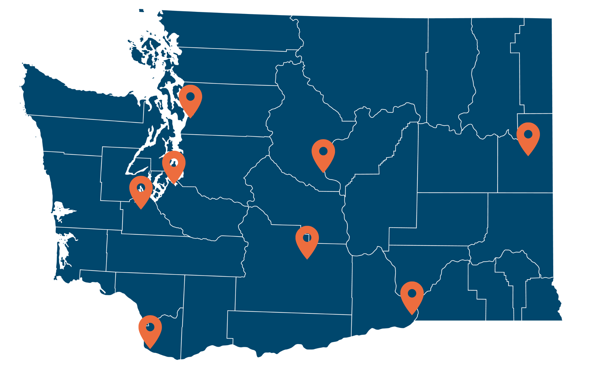 Washington map showing Speak Up locations