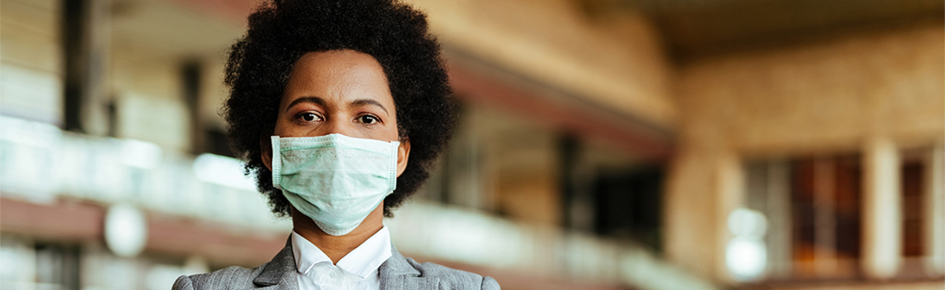 Attorney wearing a face mask