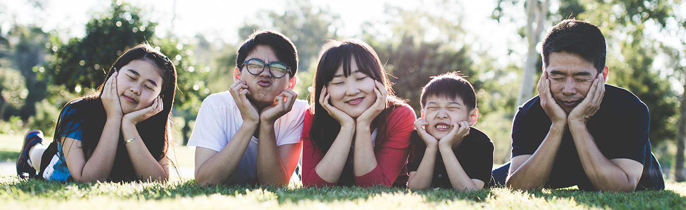 A family playing outside