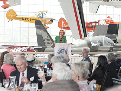Chief Justice Debra Stephens addresses attendees at the Washington State Bar Association's 50-year Member Luncheon at the Museum of Flight in Seattle June 6, 2025