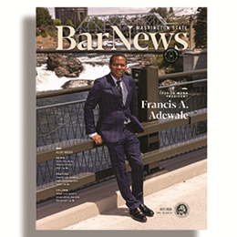Cover of October 2025 Bar News: "President Francis Adwale"