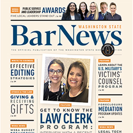 Cover of November 2025 Bar News: "Law Clerks"