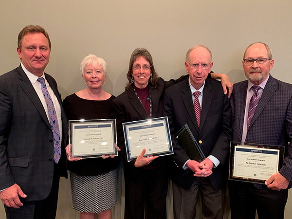 Four of the six Yakima-area Local Heroes with WSBA President Bill Pickett